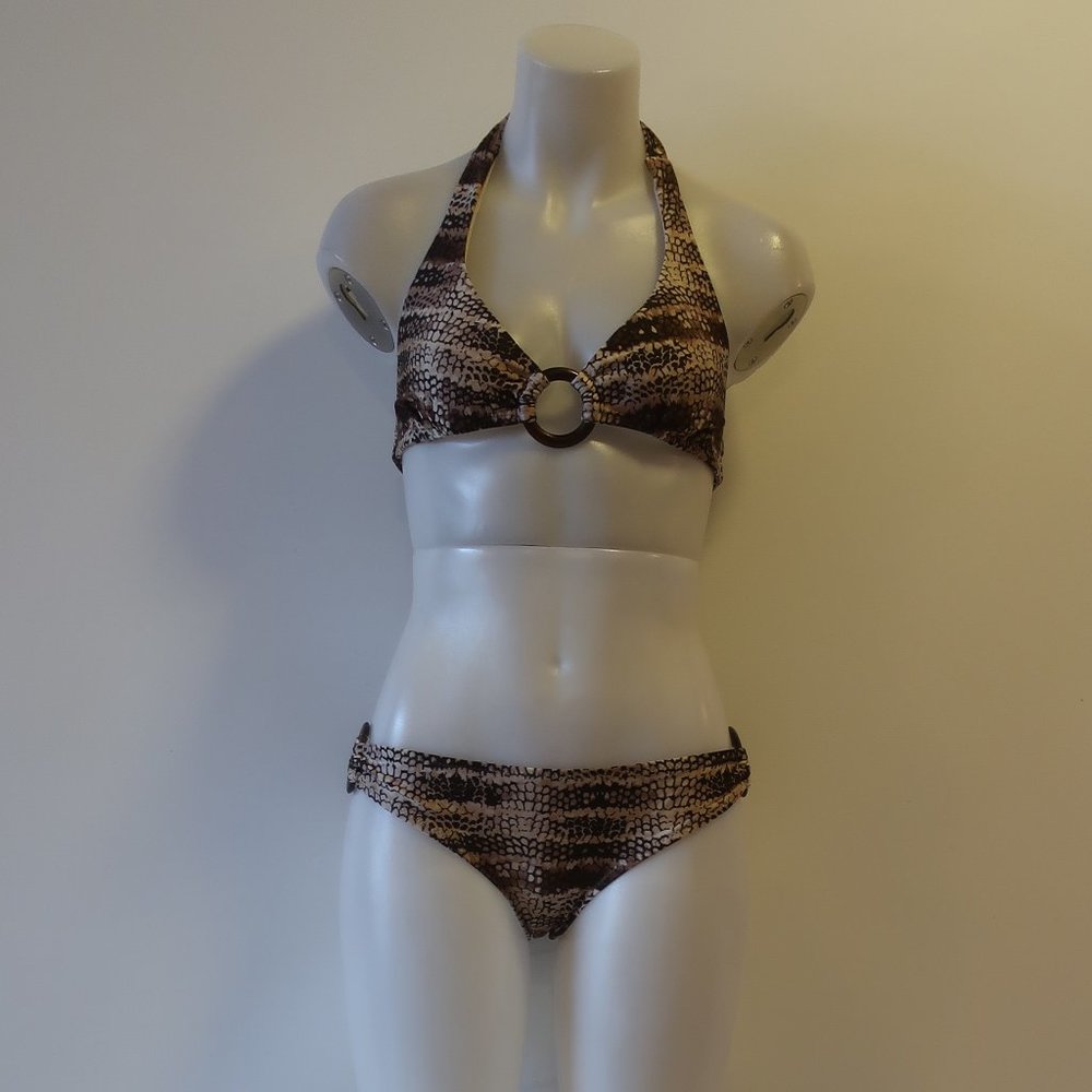 Lisa Curran Brown, Beige Print Swim Bikini Sz S*